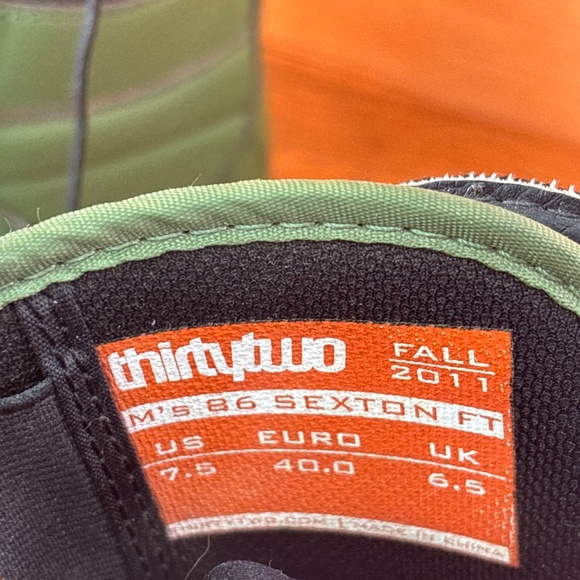 THIRTYTWO SNOWBOARD BOOTS GREEN SIZE M 7.5 SEXTON FIT FALL 2011 - Picture 6 of 9